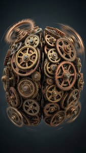 Steampunk utak na gawa sa magkakabit na gears — iPhone 5 Wallpaper