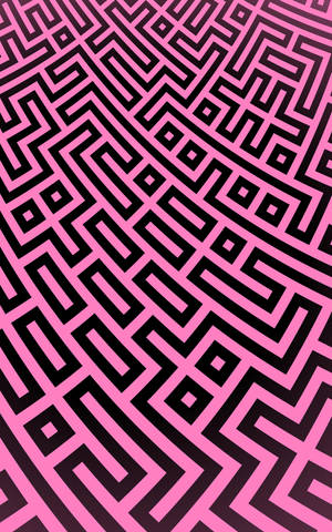 Heometrikong pattern na gawa sa mga itim na linya sa maliwanag na pink na surface. Patterned abstract computer design. — Redmi K Pad Wallpaper