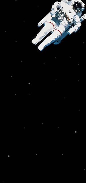 Isang midnight black na S10 wallpaper na may isang lalaki sa spacesuit. — Samsung Galaxy S20 Wallpaper