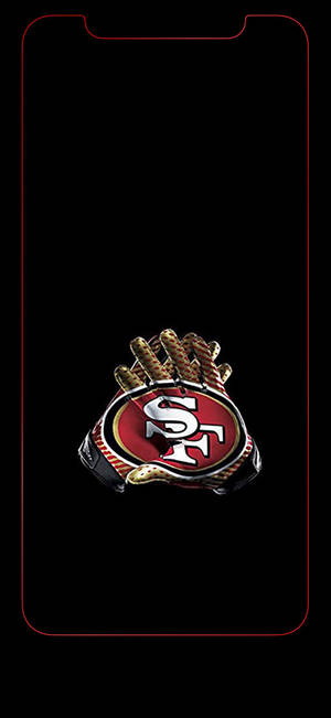 Gloves 49ers SF logo na may IPhone outline wallpaper