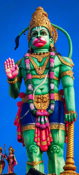 God Hanuman Gigantic Green Statue — Pixel 9 Pro Fold Wallpaper