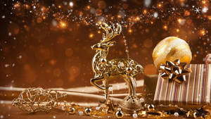Golden Reindeer Christmas Aesthetic wallpaper — iMac Wallpaper