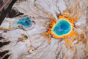 Preview wallpaper grand prismatic spring, surface, scenic, wyoming, united states