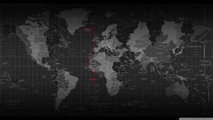 Gray political world map with red time zone line wallpaper