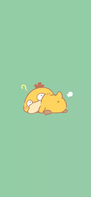 Wallpaper ng Teleponong Psyduck na Pastel Berde.