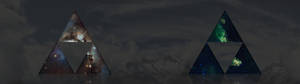 Galaksiya triforce symbol dual screen wallpaper.
