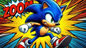 Tumalon si Sonic mula sa pahina ng komiks na may matatapang epekto. — Sonic Wallpaper