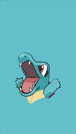 Half Body Shot ng Masiglang Totodile — Anime Phone Wallpaper
