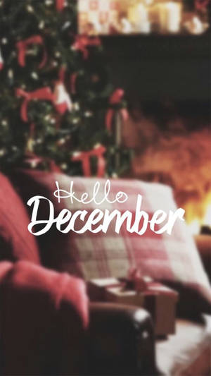 Hello December sa Malabong Pink na Unan — Maaliwalas na pasko na may mainit na pakiramdam Wallpaper