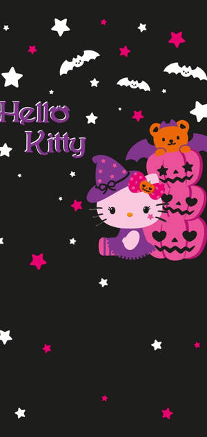 Hello Kitty Halloween Pink Jack O'Lanterns wallpaper — Cartoon Halloween Wallpaper