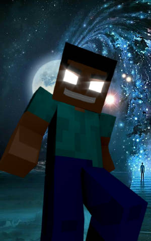 Herobrine Full Moon Art — Video game GIF Wallpaper