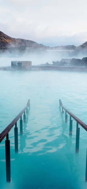 Hot Blue Lagoon Iceland Portrait Photograph — iPhone 16 Pro Max Wallpaper