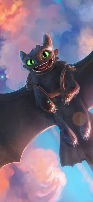 How To Train Your Dragon Toothless sa pink na langit wallpaper