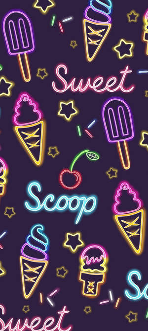 Ice Cream Neon Phone — Pixel 9 Wallpaper