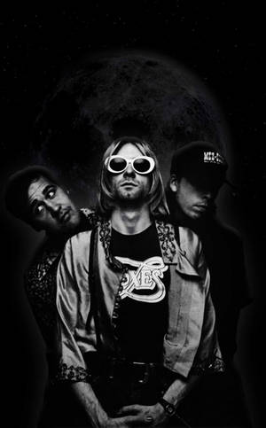 Iconic Nirvana Band sa isang Humorous Moment — Moto Pad Wallpaper