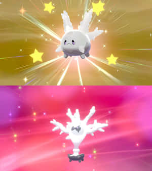 Ilustrasyon ng Makintab na Galarian Corsola at Cursola