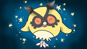 Ilustrasyon ni Hoothoot sa Asul na Background — Nintendo Wallpaper