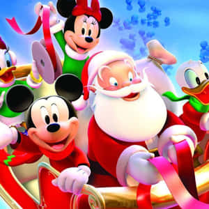 Ipagdiwang ang Pasko kasama sina Mickey, Minnie, at lahat ng iyong mga kaibigang Disney! — Disney pasko Wallpaper
