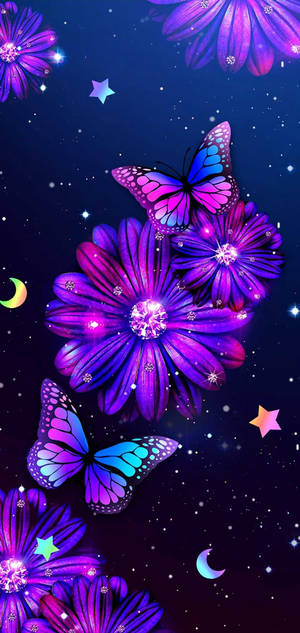 IPhone 7 Plus Space Flowers Butterflies — Floral iPhone Wallpaper