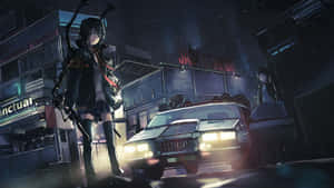 Anime na background ng kotse — Anime na sasakyan Wallpaper