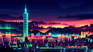 Neon City background — Neon na lungsod Wallpaper
