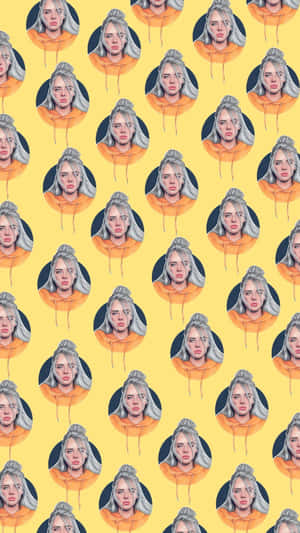 isang pattern ng isang babae na may dilaw na background — Aesthetic music Wallpaper