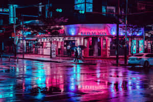 Neon City background — Neon na lungsod Wallpaper