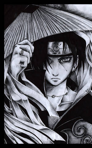 Si Itachi Sa Black Ink Drawing — Galaxy Tab S10 Ultra Wallpaper