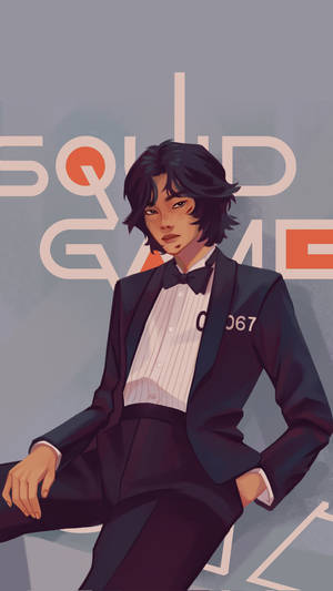 Itim na tuxedo player 067 Squid Game wallpaper