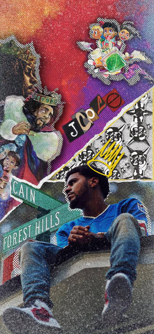 J Cole artsy collage wallpaper — iPhone 13 Mini Wallpaper