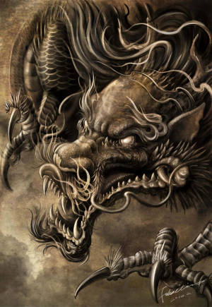 Japanese Dragon Tattoo Portrait wallpaper — OnePlus Pad Go 2 Wallpaper