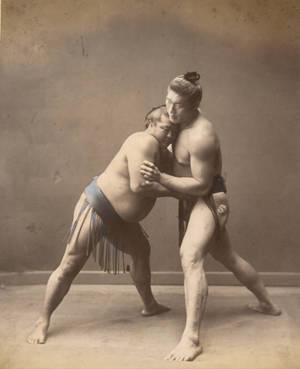Vintage Japanese Sumo Wrestling wallpaper — Galaxy Z Fold 5 Wallpaper