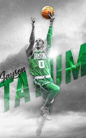 Jayson Tatum stylistic Boston jersey wallpaper — Moto Pad 60 Neo Wallpaper