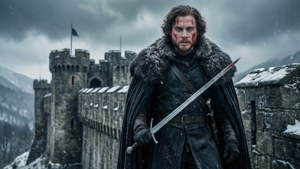 Si Jon Snow ay nakatayong matapang sa mga pader ng Winterfell pagkatapos ng labanan
