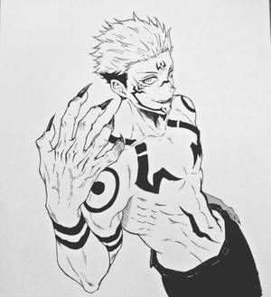 Jujutsu Kaisen Sukuna Anime Drawing wallpaper — Nubia Fold Wallpaper
