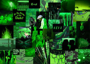 Kaakit-akit na Madilim na Berdeng Dumadaloy na Linya na Abstract na Background — Dark green aesthetic Wallpaper