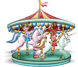 Kabayong Carousel na Animated na may Bata