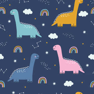 Kaibig-ibig na Background ng Cartoon na Dinosaur