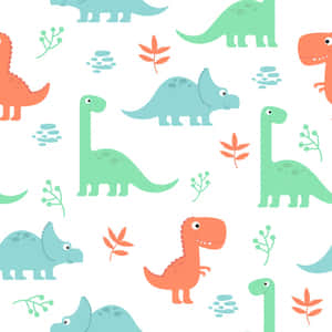 Kaibig-ibig na Dinosaur na naglalaro sa makulay na sinaunang mundo