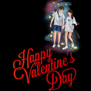 Kaibig-ibig na Araw ng mga Puso — Anime couple GIF Wallpaper
