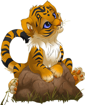 Kaibig-ibig na Tiger Cub sa Estilong Anime