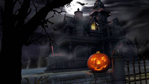 Kalabasa sa labas sa kartun na wallpaper ng Halloween