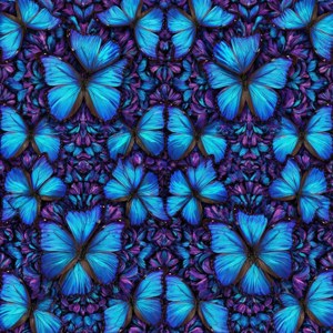 Symmetrical na pattern ng kaleidoscope ng mga asul na paruparo, masigla at masalimuot. — Galaxy Watch Wallpaper