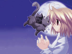 Kawaii Anime Arcueid Brunestud na May Lumilipad na Pusa