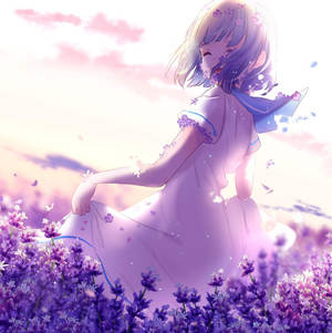 Kawaii Anime Girl Sa Flower Field