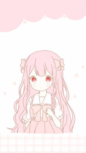 Kawaii Anime Girl na May Pink na Ribbons