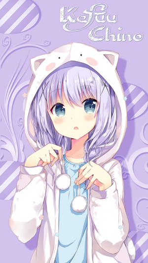 Kawaii Anime Kafuu Chino na Naka-suot na Kuneho