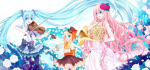 Kawaii Anime Vocaloids na May mga Instrumento