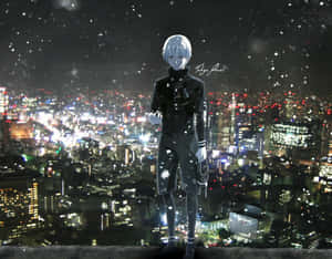 Ken Kaneki Sa Gilid Ng Gusali Ang Lungsod Tokyo Ghoul Anime — Tokyo ghoul GIF Wallpaper