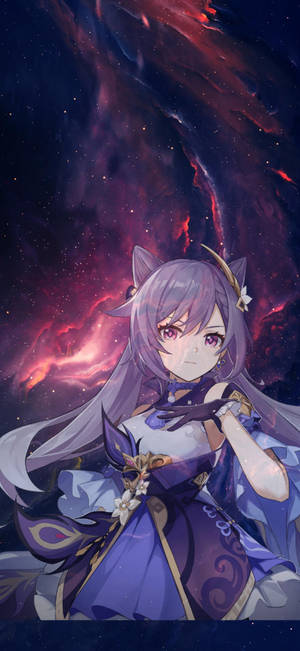 Keqing Portrait Genshin Impact Phone — Huawei Pura 80 Pro Wallpaper